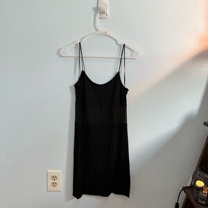 Black express cotton mini dress with mesh cut outs size M